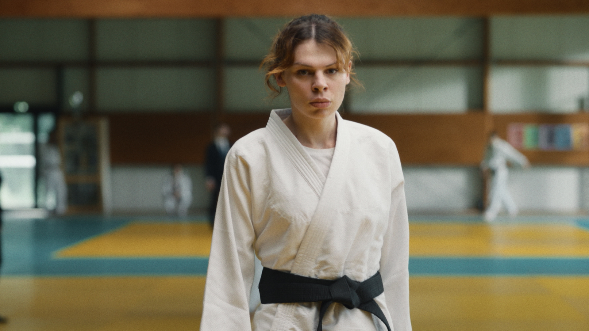 Victoire on the tatami dressed for a judo game